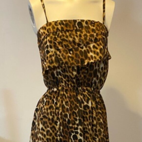 Express Brown Black Leopard Animal Print Summer Vacay Maxi Dress XS X Small 0 2 - Picture 2 of 7
